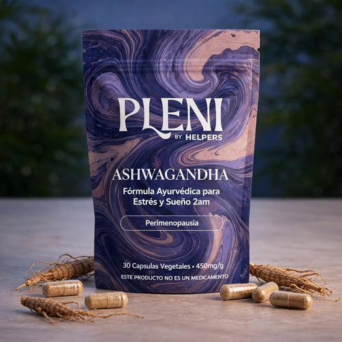 PLENI Ashwagandha - Fórmula Ayurvédica para Estrés y Sueño 2am - Perimenopausia